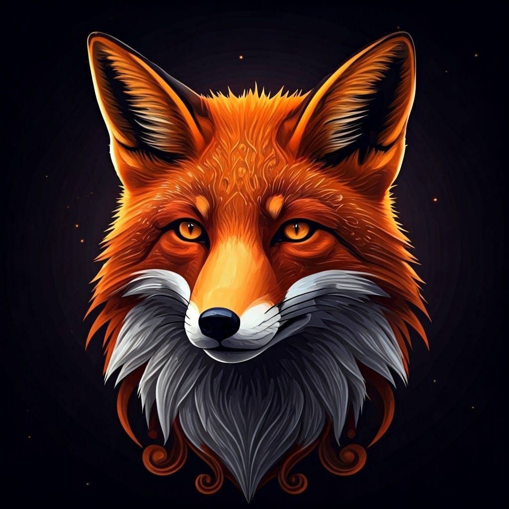 Abstract Fox Profile in Shaded 3D Vector Art