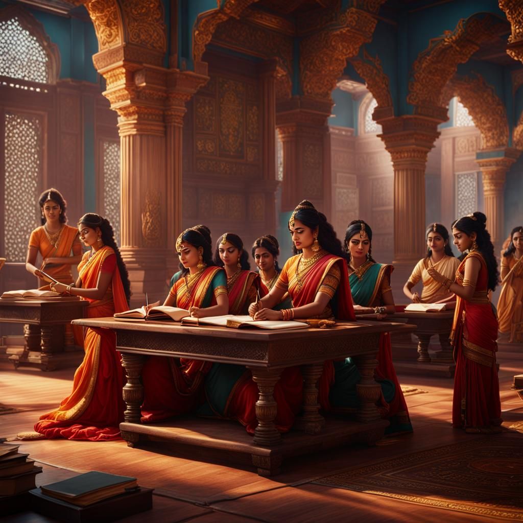 Saraswathi Supervises Students in Detailed Digital Painting