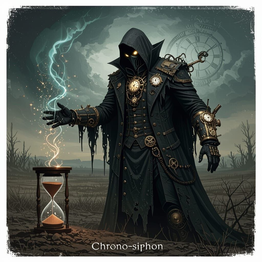 Chrono-Siphon Supervillain in a Desolate Landscape