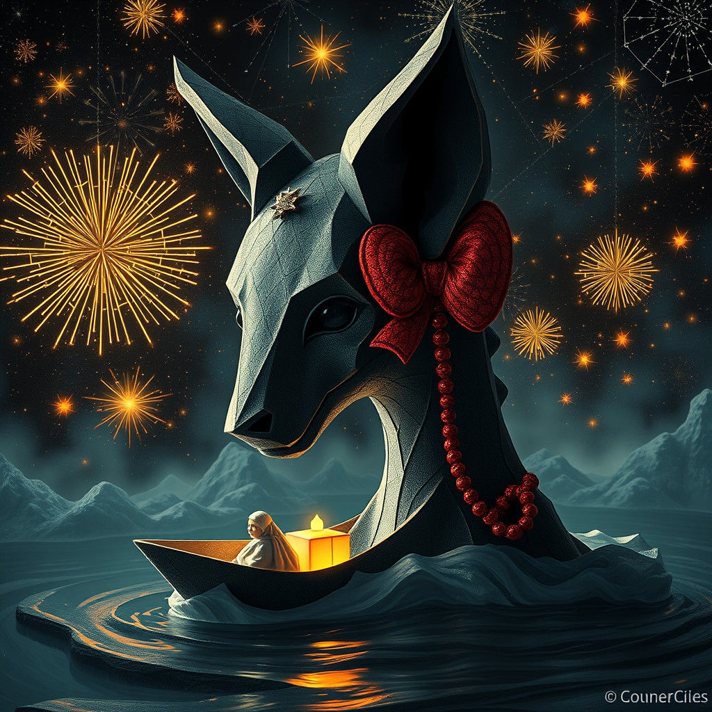 Psychedelic Christmas Heart in Art Deco Style