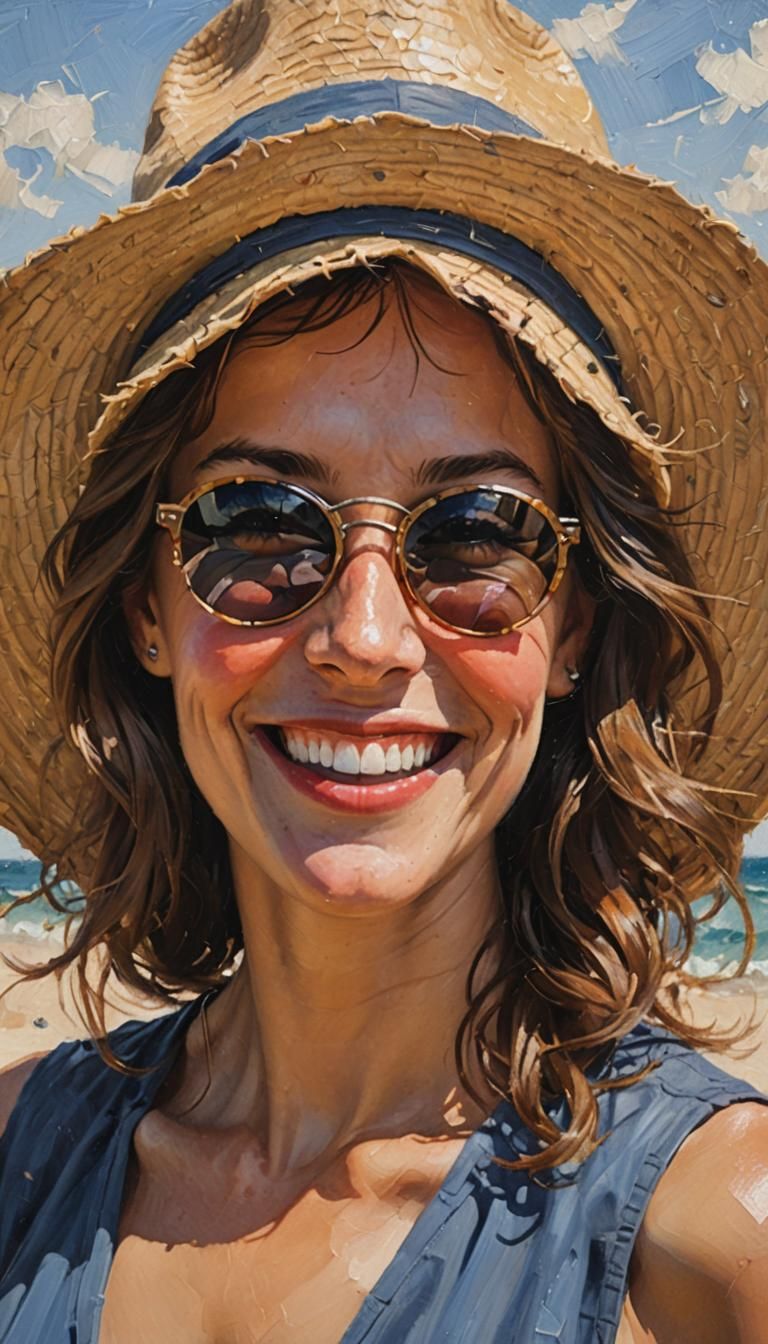 Woman on Beach in James Gurney Oil Painting Style