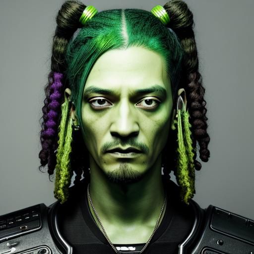 Cyberpunk Snoop Dog with Green Hair
