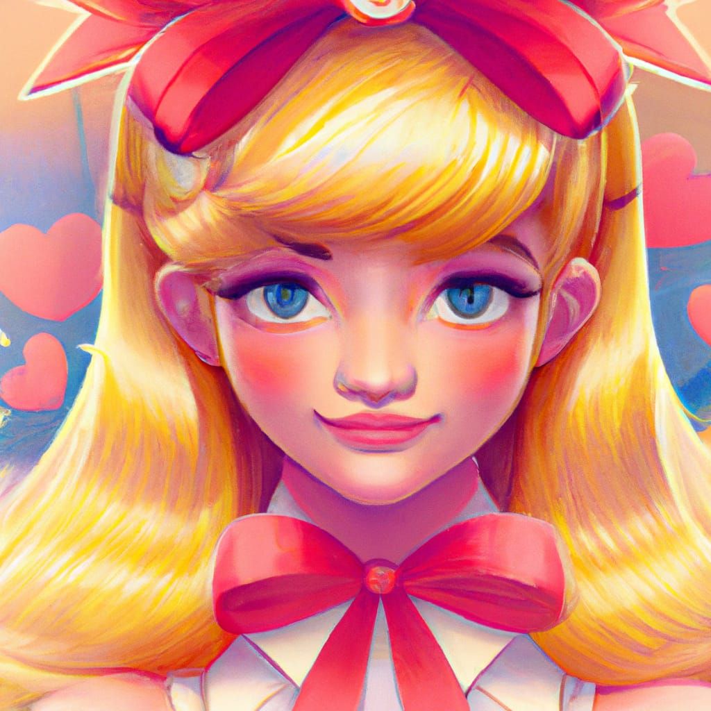 Kawaii Barbie Portrait in Retro Comic Style