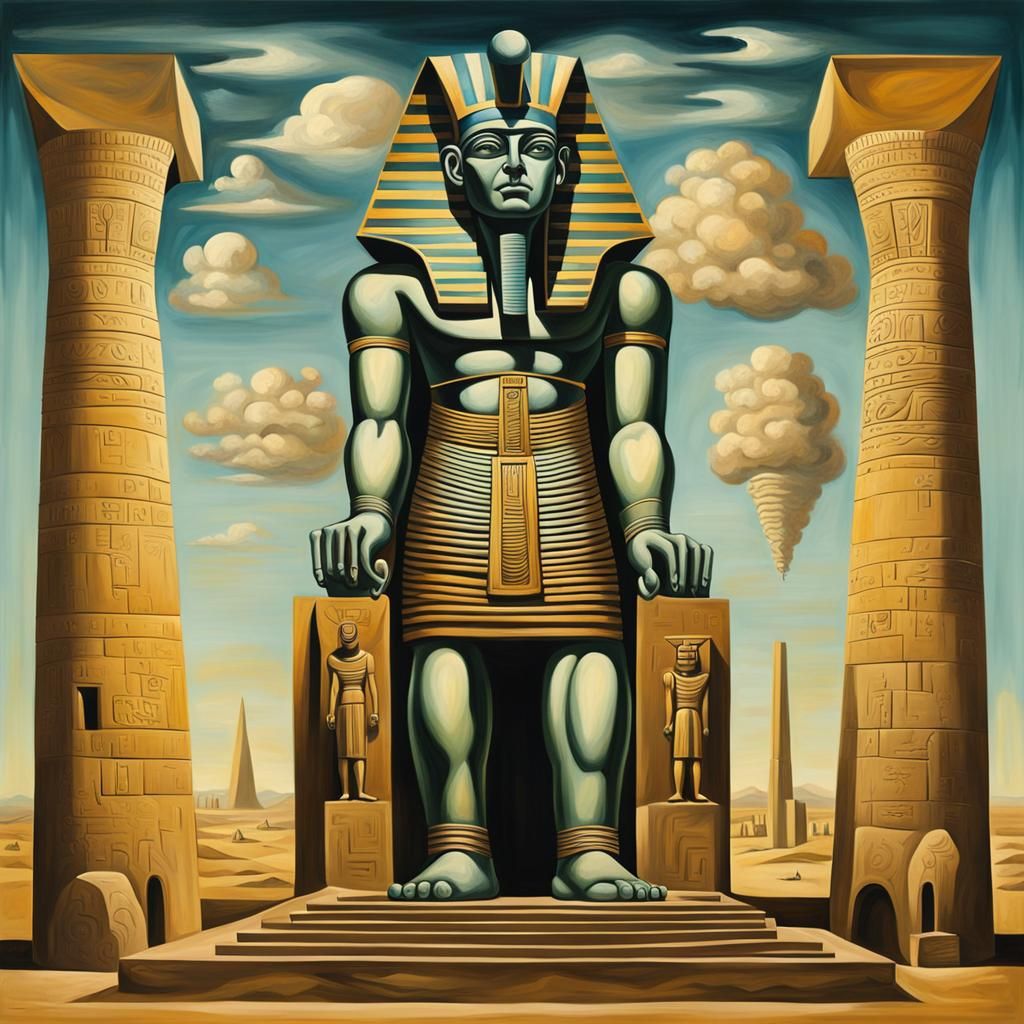 Surreal Egyptian Colossus in De Chirico Style