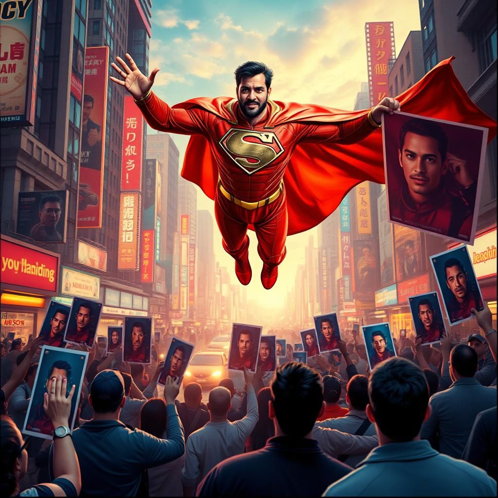 a satirical superhero depiction of the Egyptian actor Mohame...
