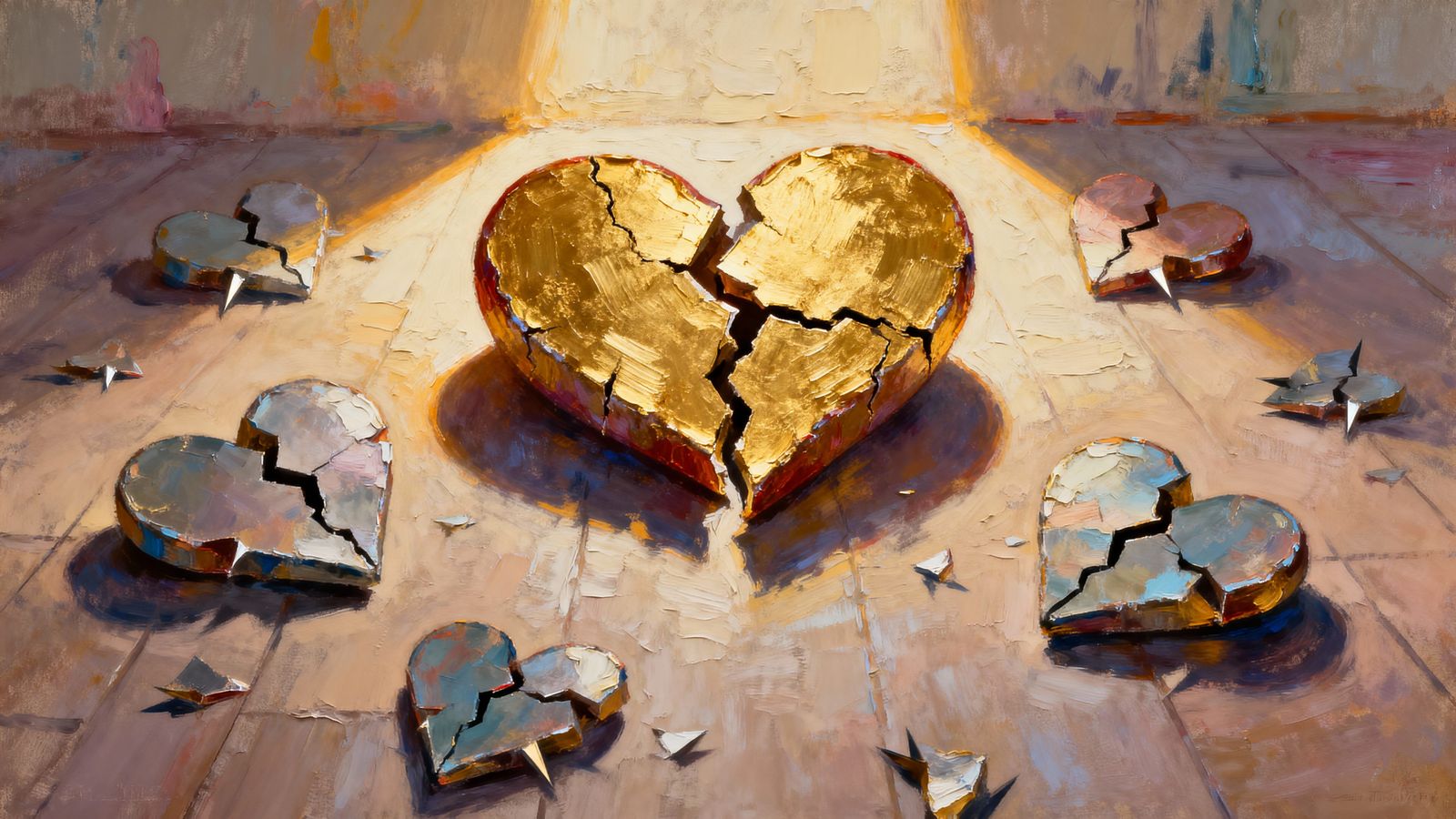 Textured Oil Painting of Mended Broken Heart