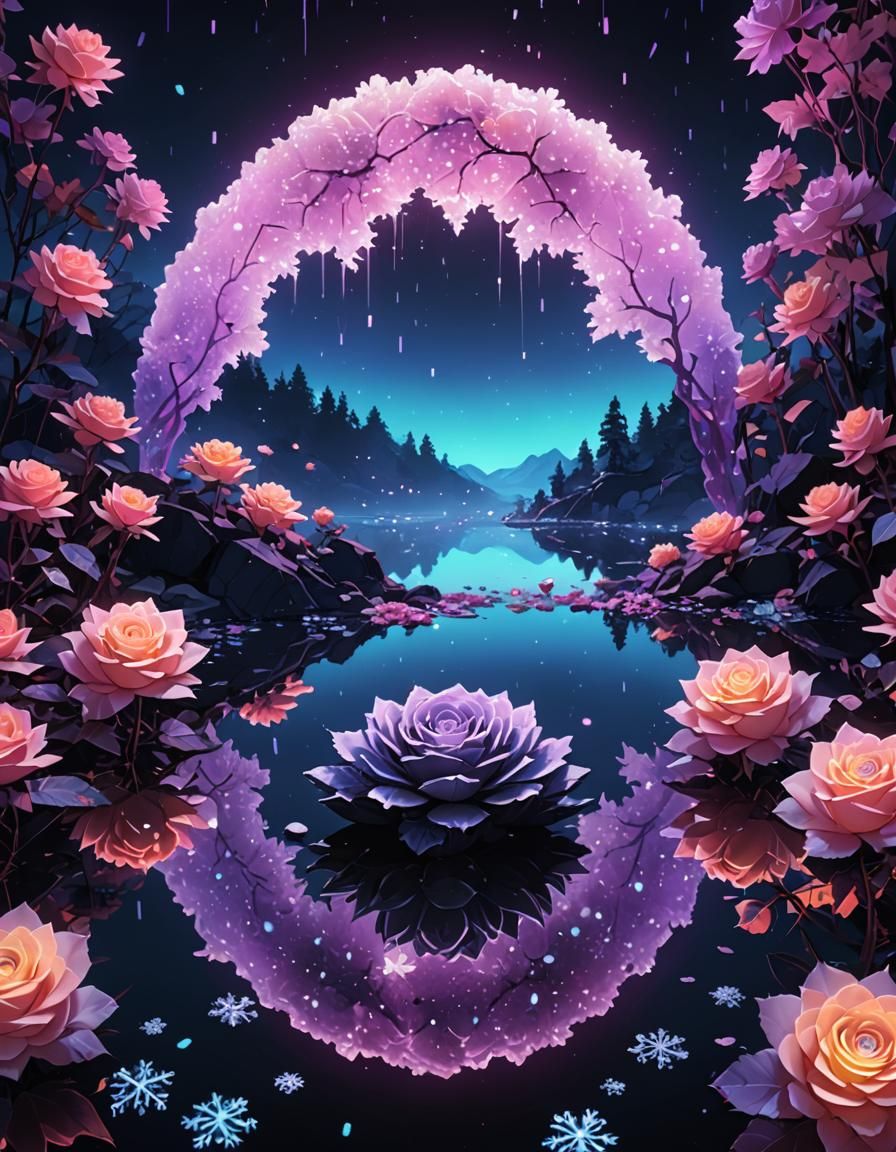 Crystal Geodes and Holographic Snowflakes in Neon Light