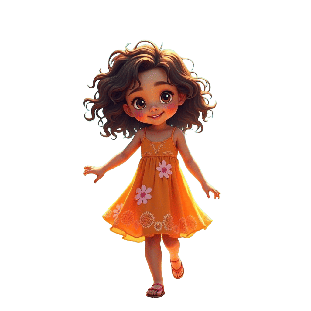 Filipino Girl Illustrated Character in Warm Colors