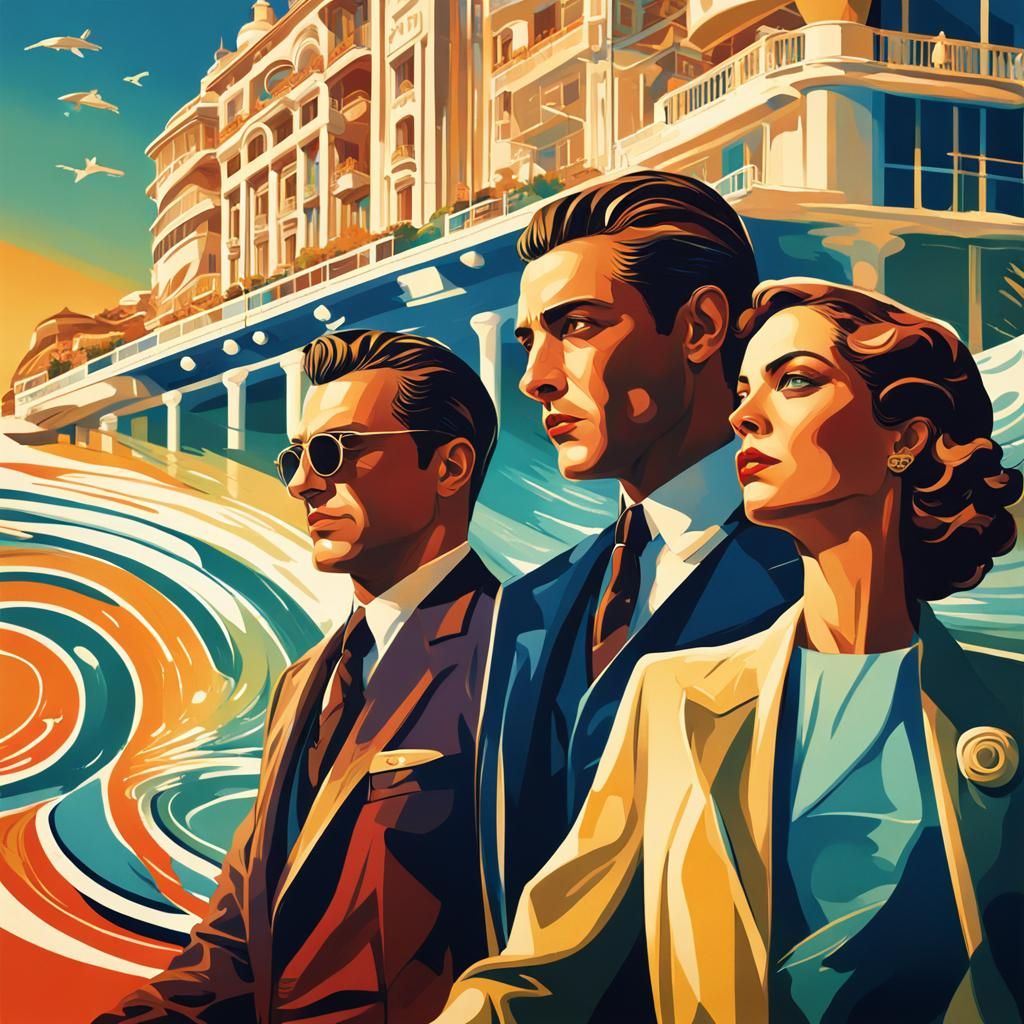 Monte Carlo Marina Art Deco Poster