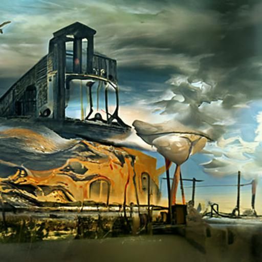 Post-Apocalyptic Factory in Surrealist Style