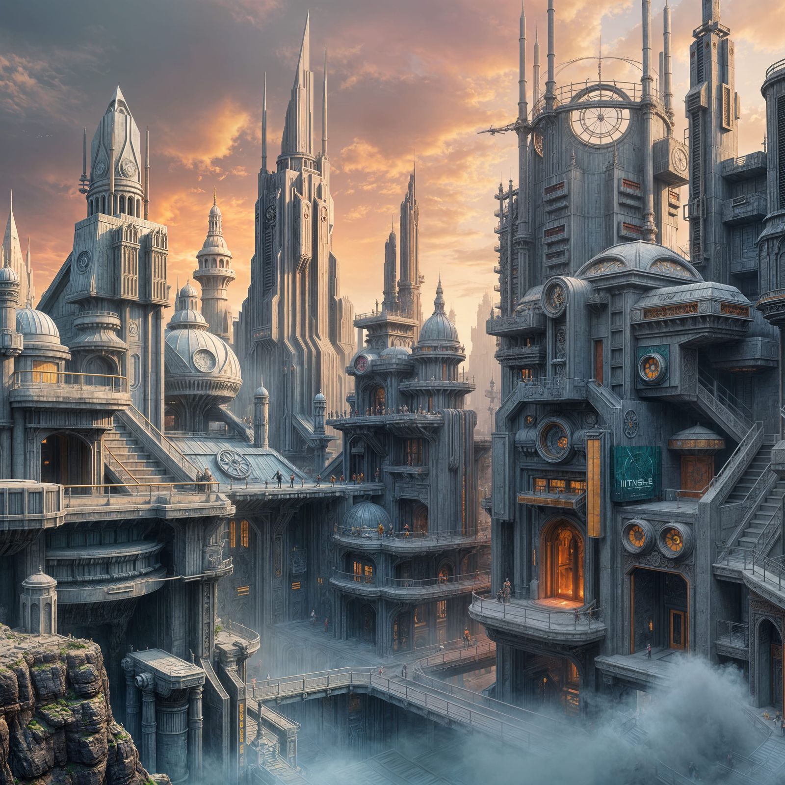 Vibrant Urban Landmark in Futuristic Architectural Style