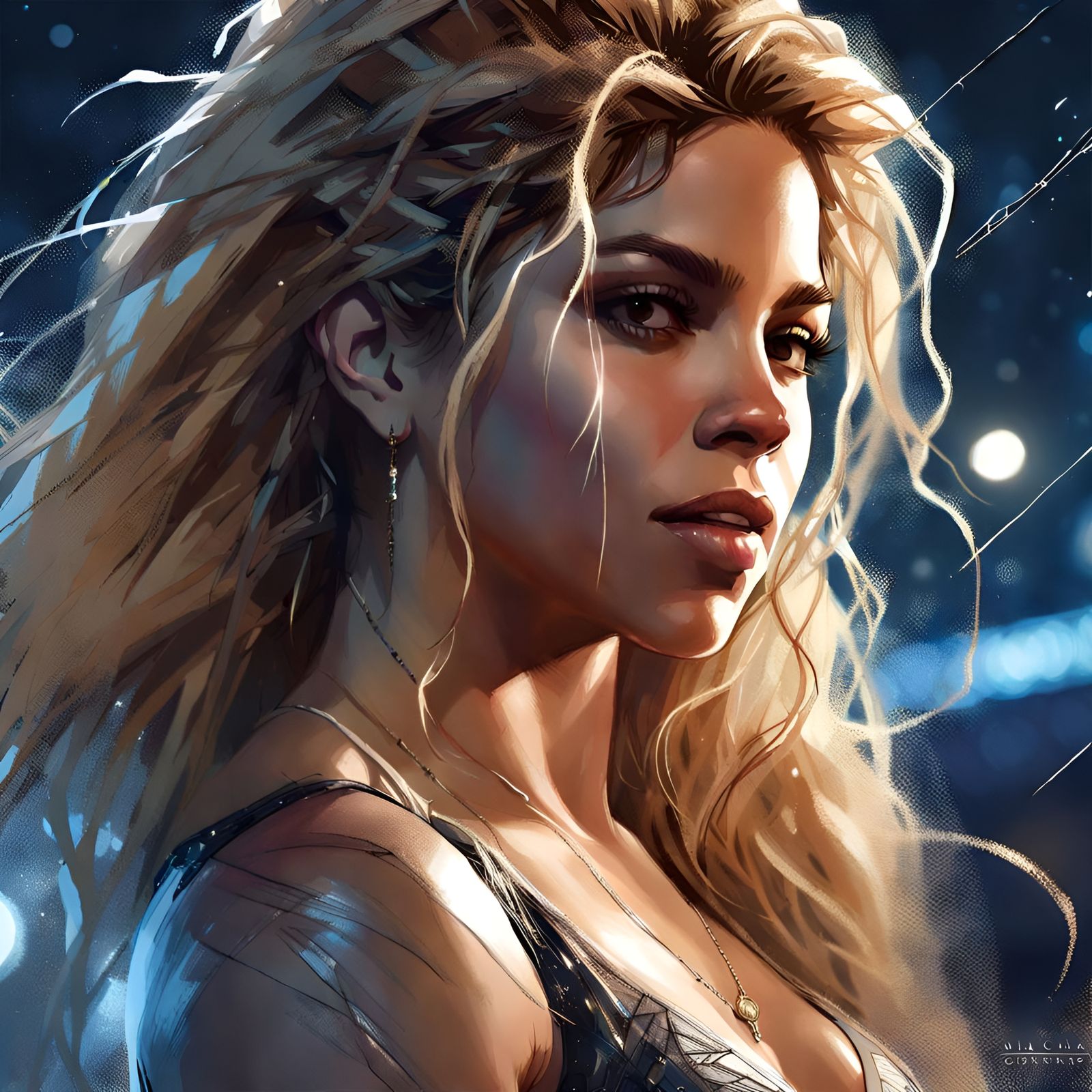 Moonlit Portrait of a Woman in Digital Art