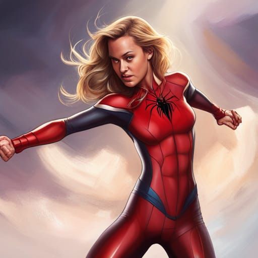 Spider-Woman Action Portrait in Comic Book Style