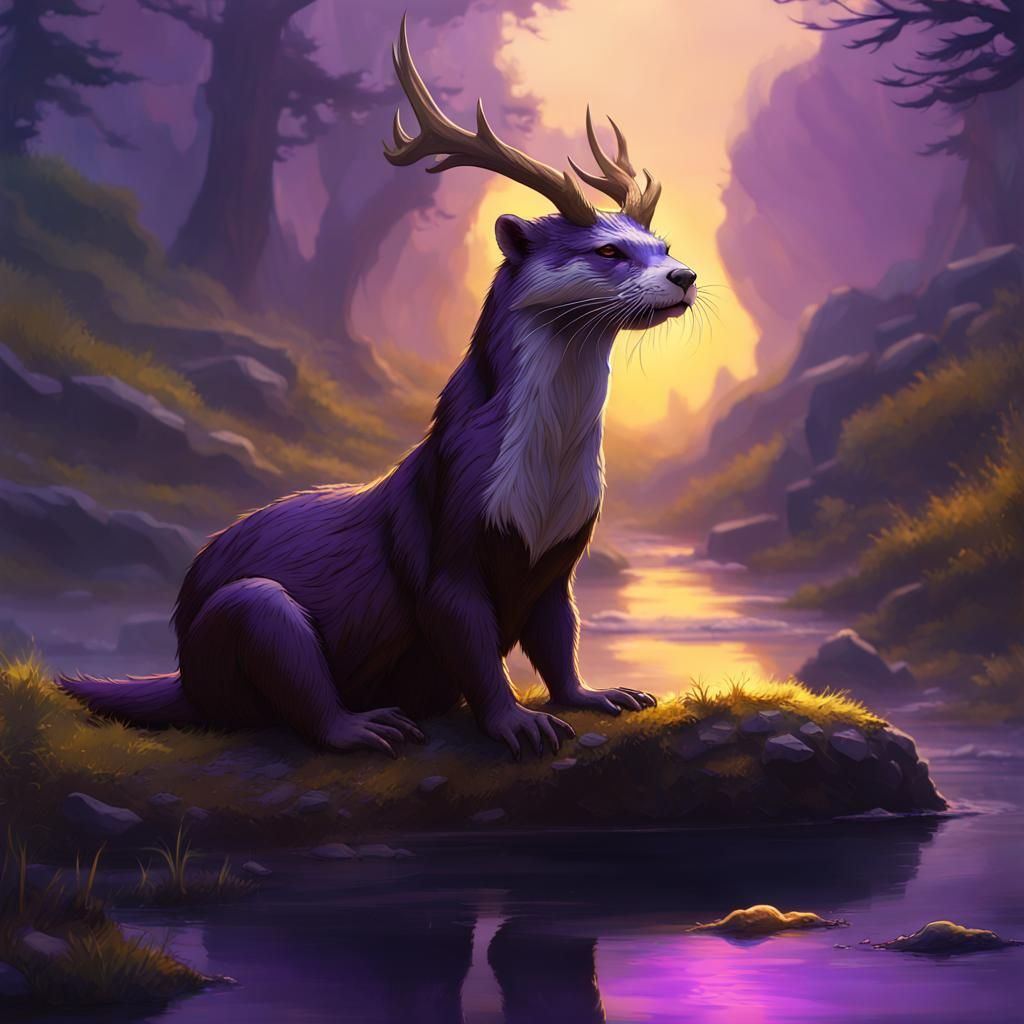 Night Elf River Otter: Dark Fantasy Concept Art