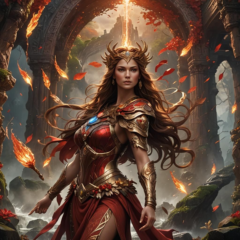 Goddess Rebecca of the Elements: Detailed Matte Painting