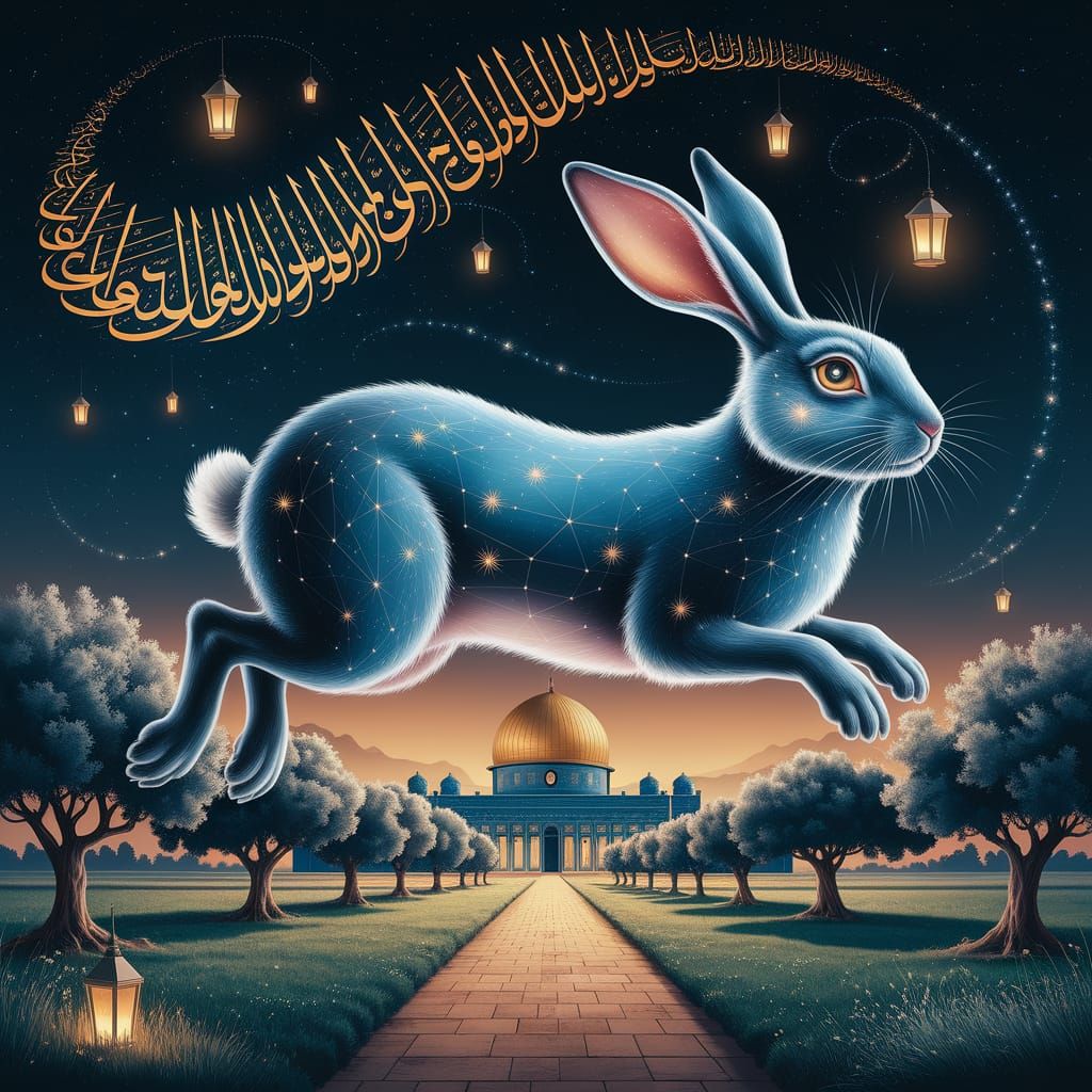 Spectral Rabbit Leaps Over Moonlit Olive Grove
