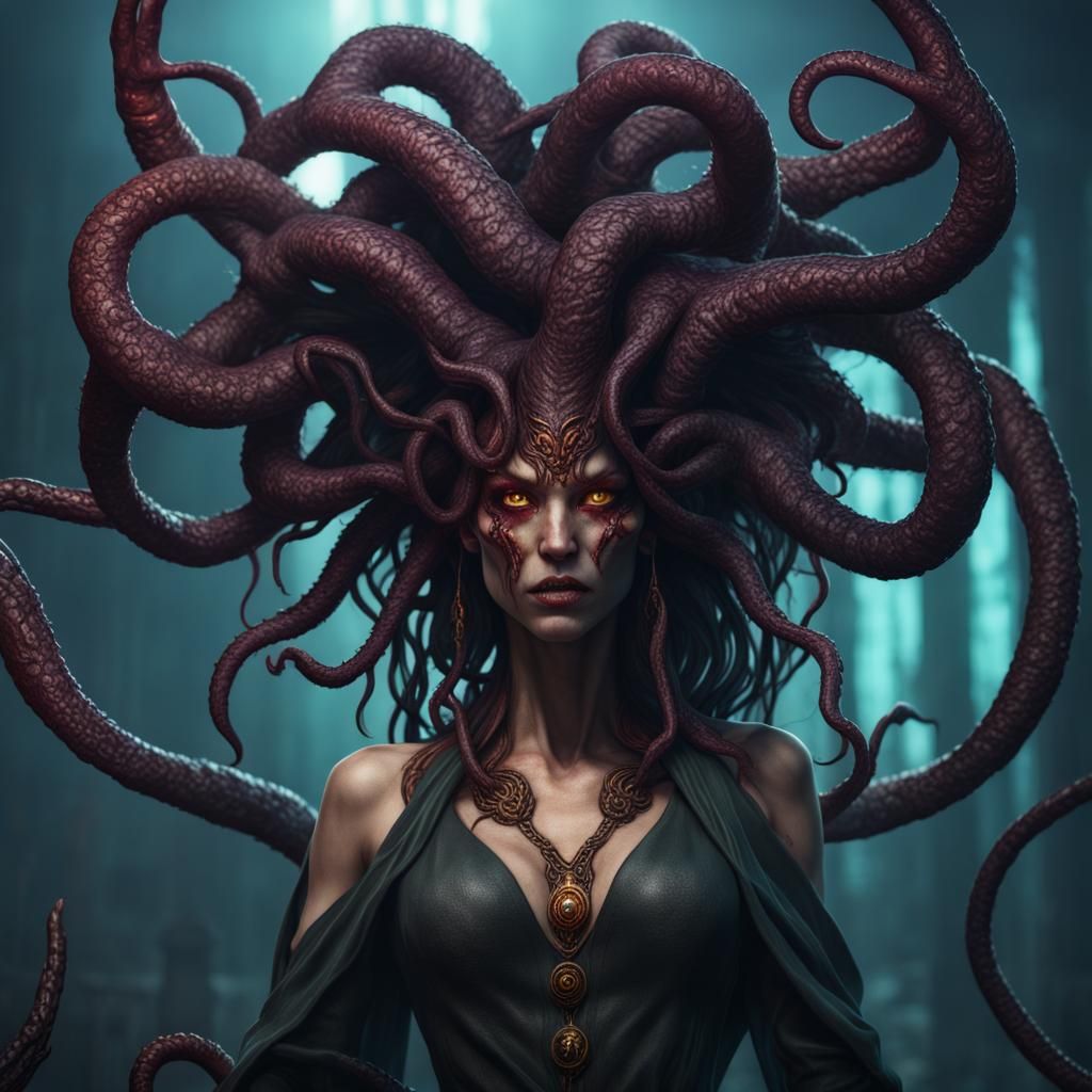 Demonic Eldritch Medusa: Fantasy Concept Art