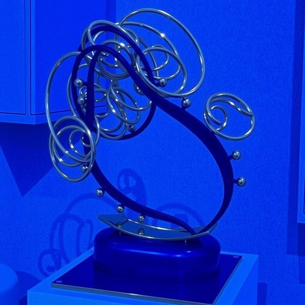 Brass and Wood Abstract Sculpture in Gallery