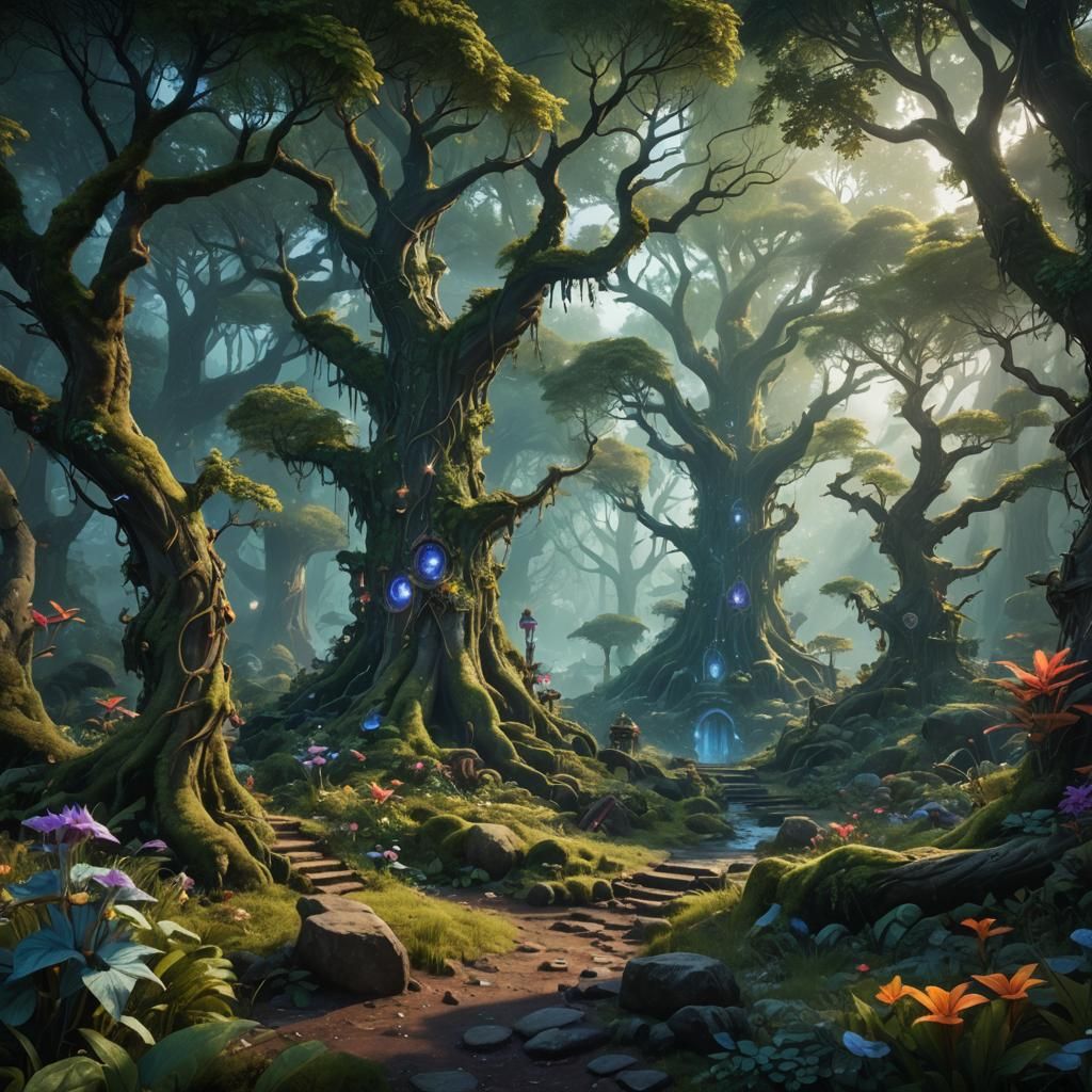 Mystical Fairy Forest: Detailed Matte Painting