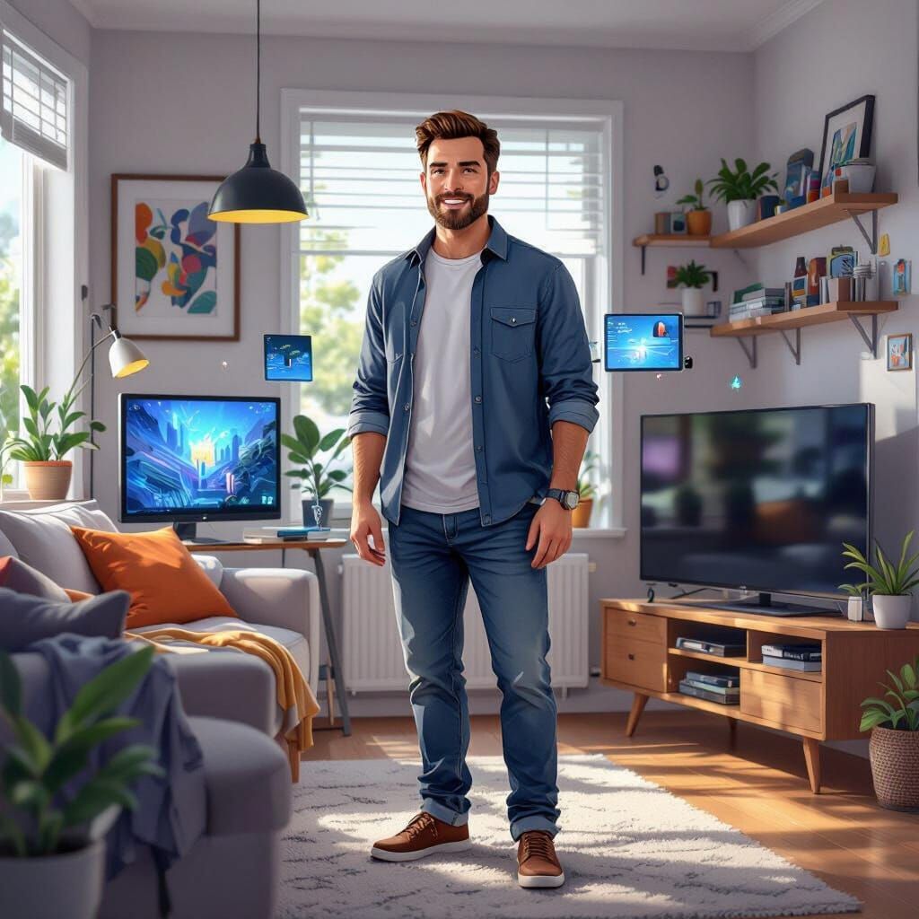 Contemporary Father Figure in Modern Living Room