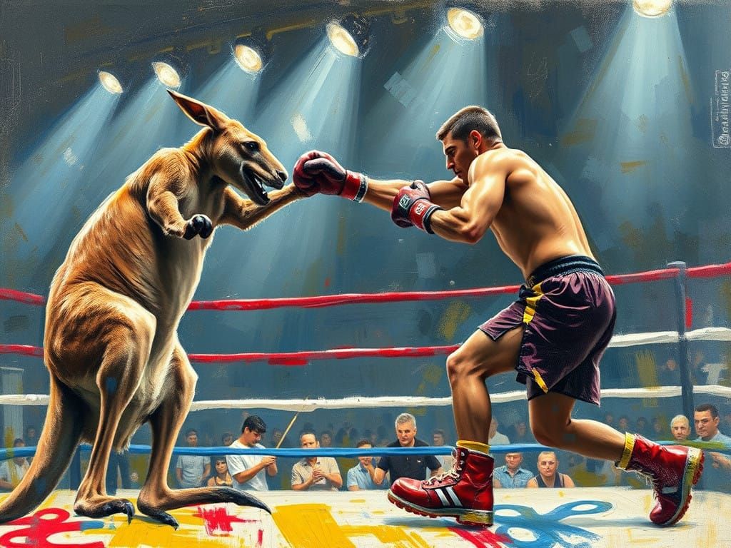 Kangaroo Boxer Defies Human Opponent in Dramatic Impressioni...