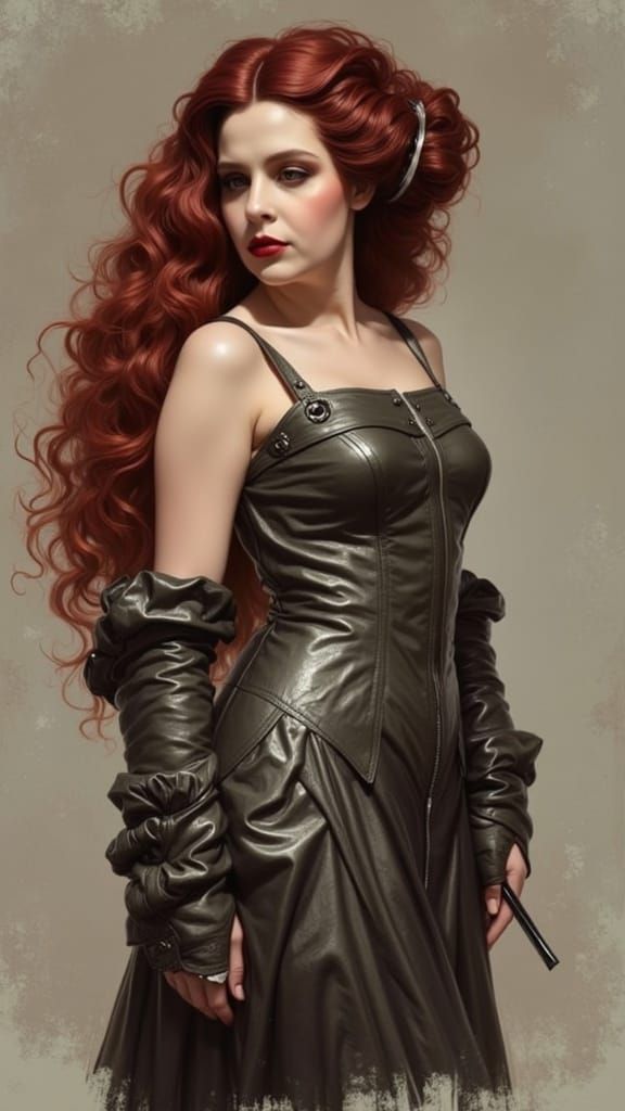 Ethereal 70s Gothic Goddess in Oil Painting Style