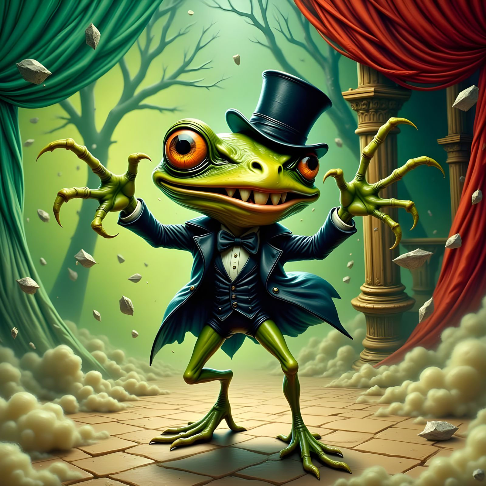 Charming Frog in Tuxedo Dances with Elegance