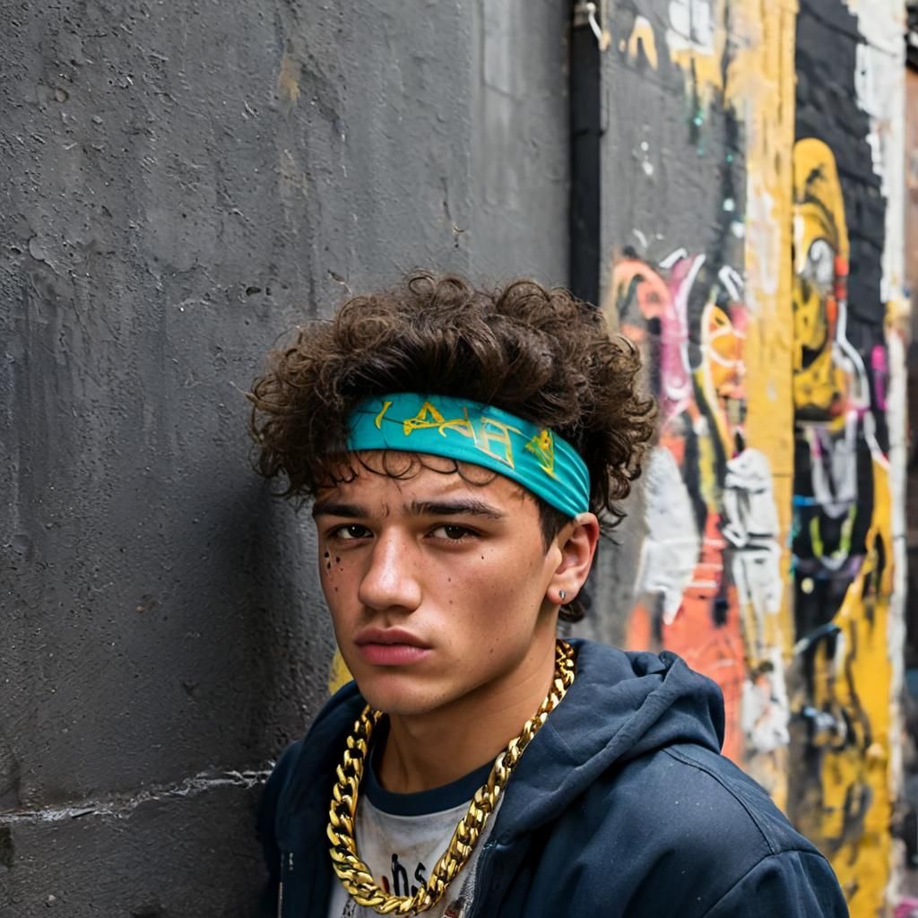 Urban Alley Portrait in Graffiti Street Art Style