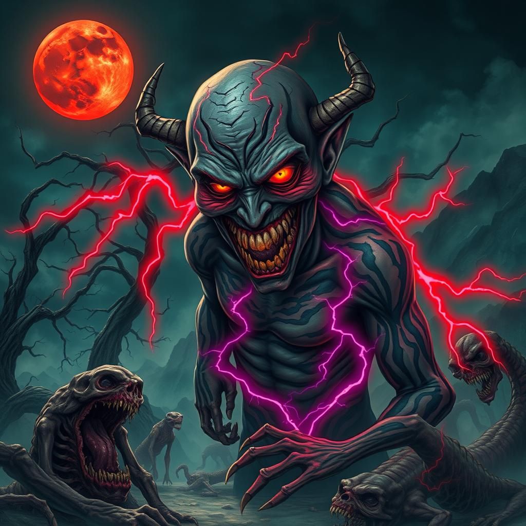 Menacing Tattooed Figure in Dark Gothic Style