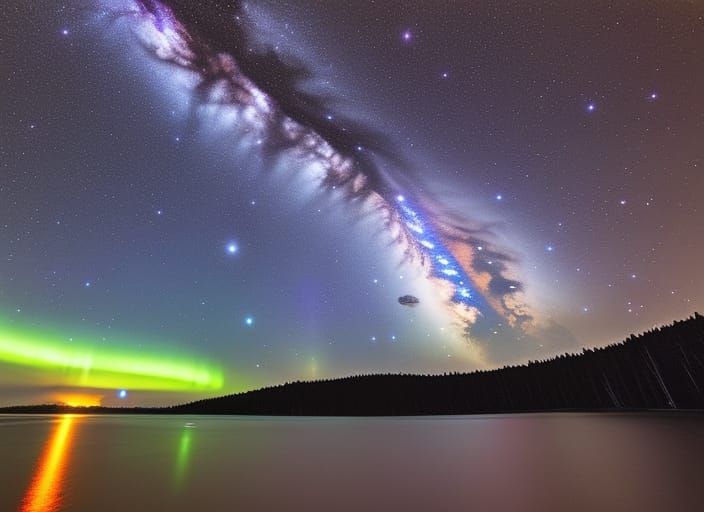 Iridescent Sci-Fi Galaxy Inspired by Starry Night