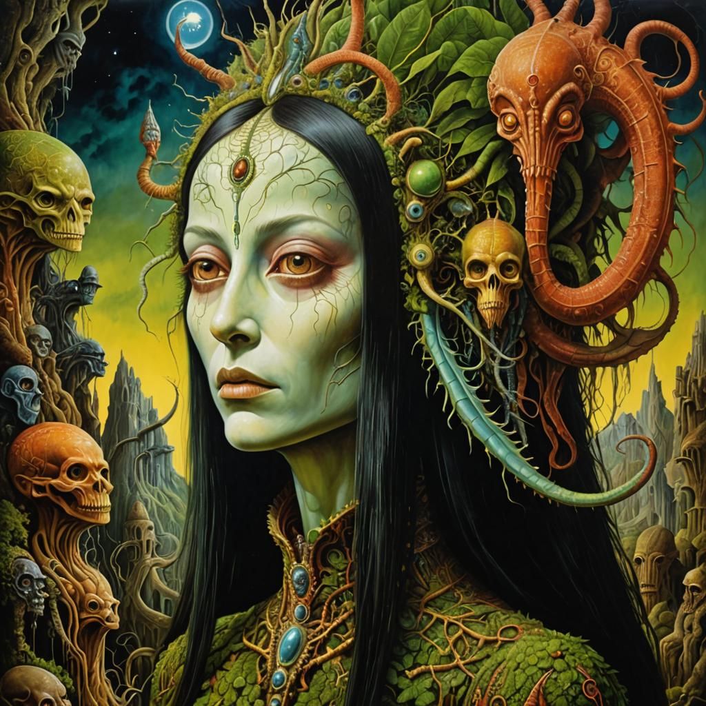 Surreal Ayahuasca Fantasy Painting in Art Nouveau Style