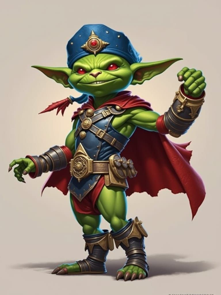 Pouk - Goblin Grifter.  "Pouk has everything you need, even if you didn't a moment ago!"