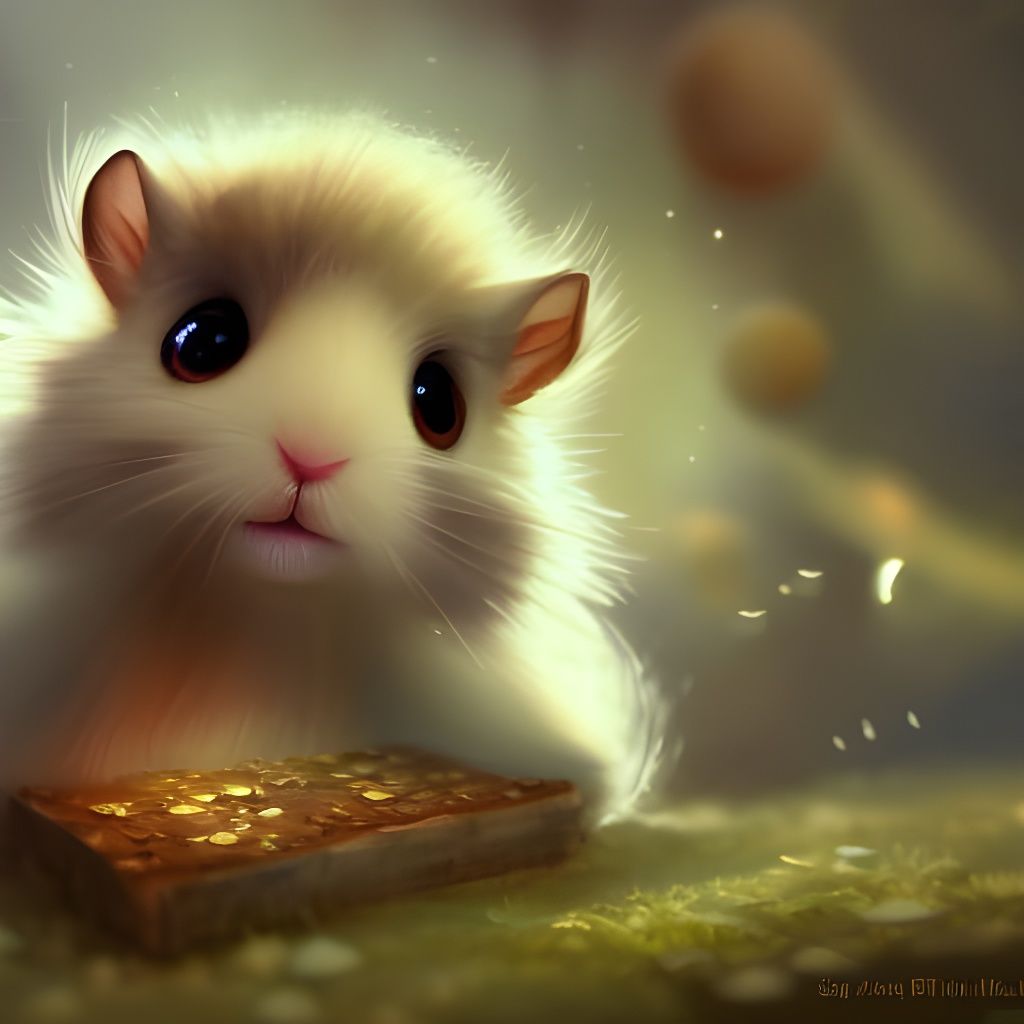 Cute Fluffy Gerbil in Detailed Matte Painting