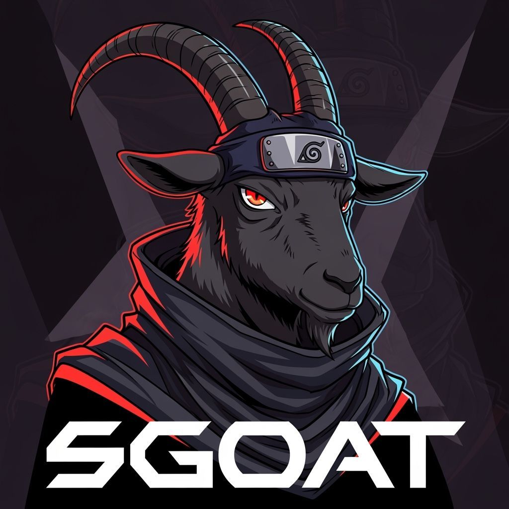 Sleek Ninja Goat Anime Gaming Logo