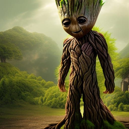 Detailed Matte Painting of Groot