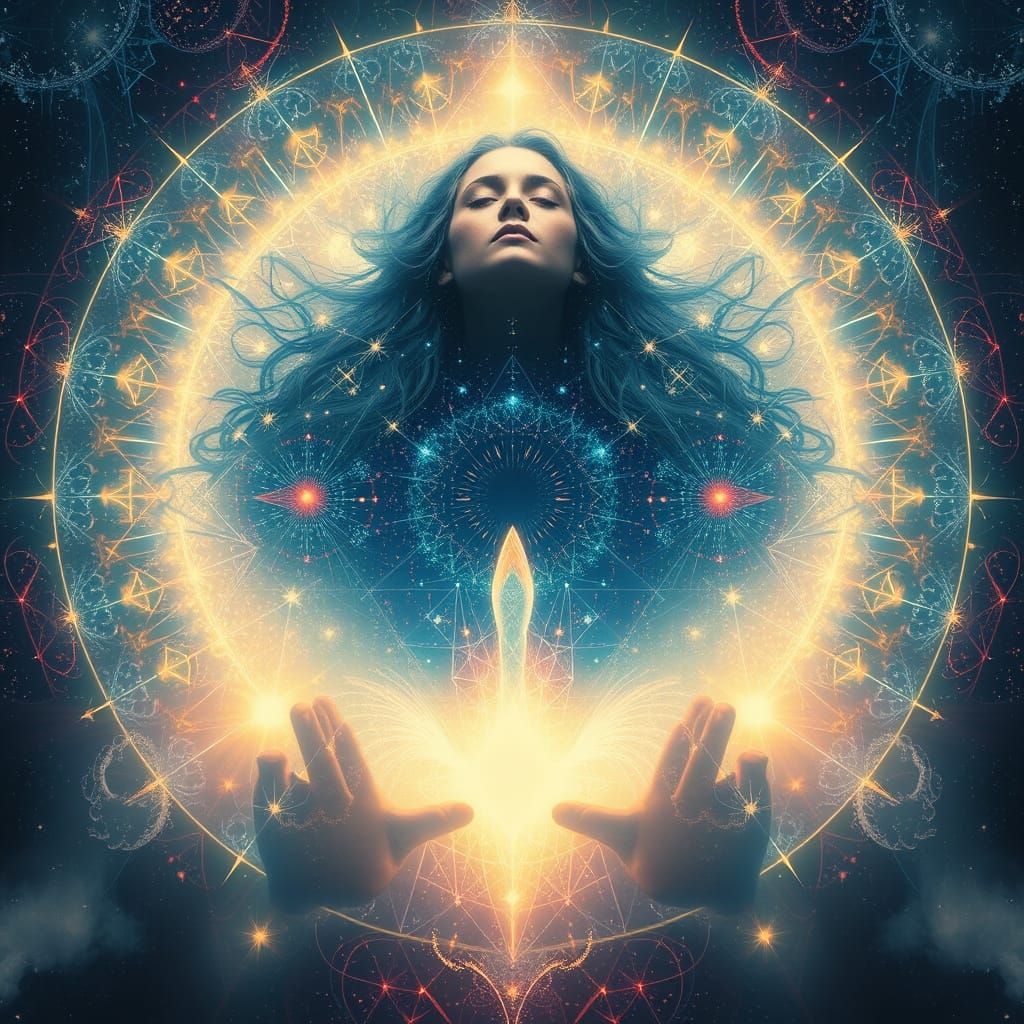 Surreal Astral Portrait of Celestial Realms