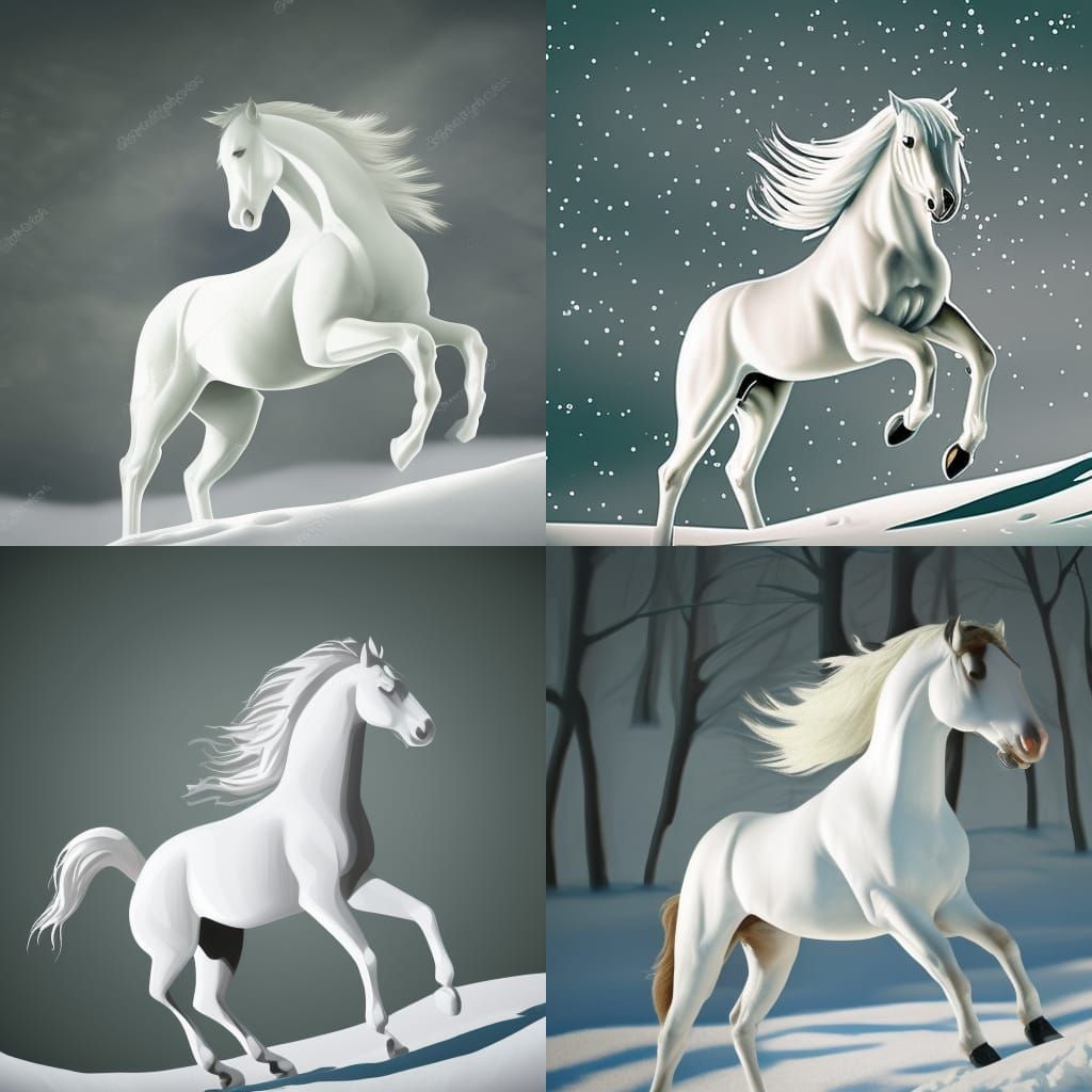 White Horse Detail in 3D Fantastic Style