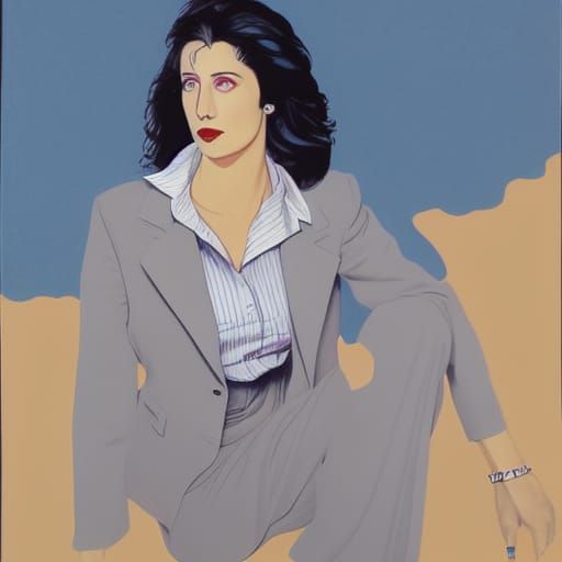 Blonde Woman in Suit with Pistol Holster