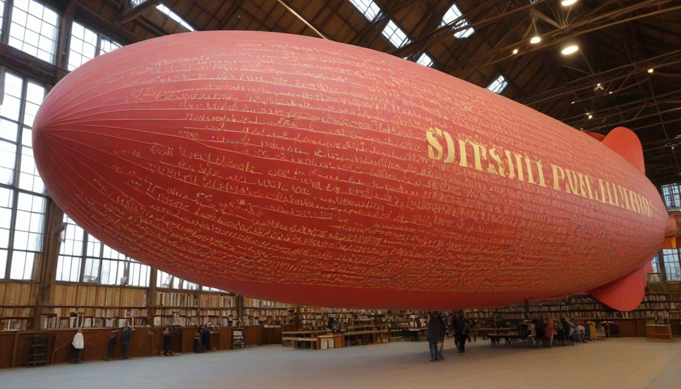 Red and Gold Dirigible with Vintage Design