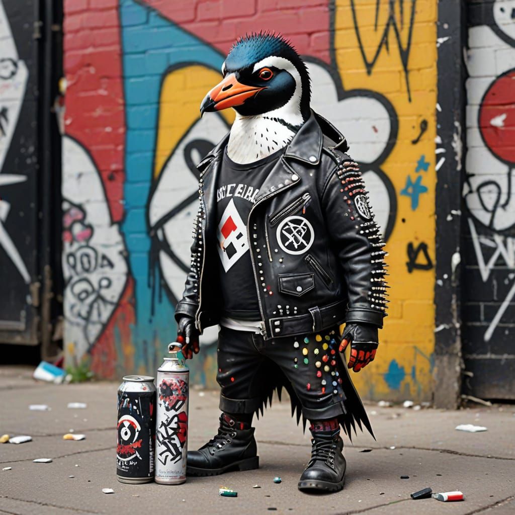 Punk Rock Penguin Rebellion Leader
