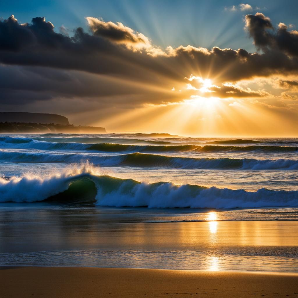 Glorious Sunrise Over Pristine Ocean Beach