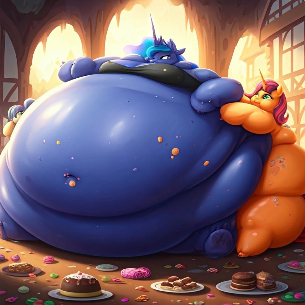 Gluttonous Princess Luna and Her Morbidly Obese Pony Friends...