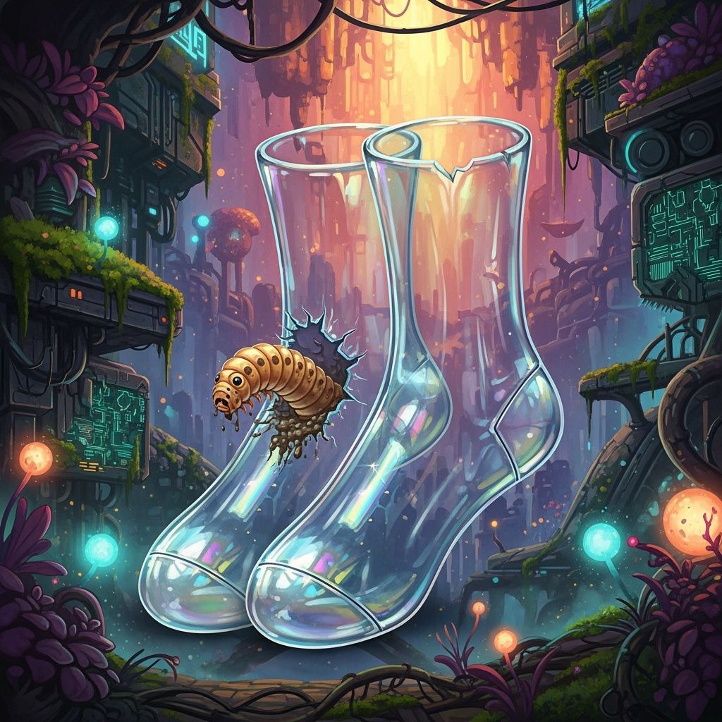 Sparkling Glass Socks with Emerging Worm