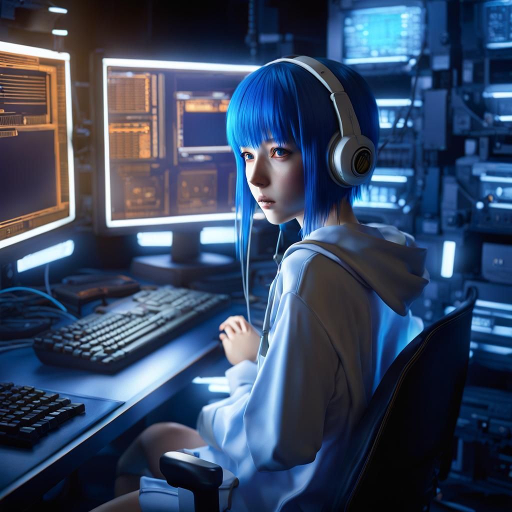 Lain From Serial Experiments Lain: Cyberpunk Portrait