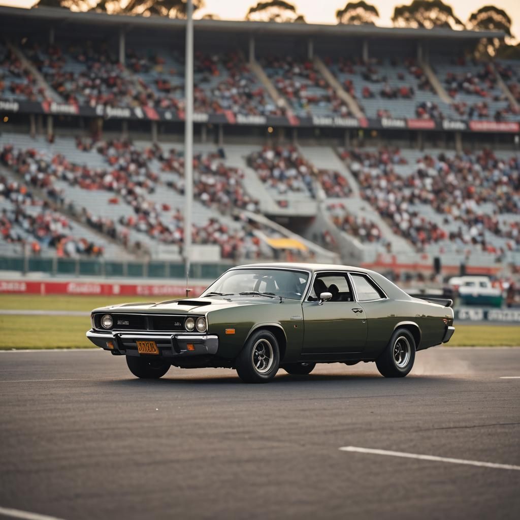 Valiant Charger at Racetrack in Bokeh Style