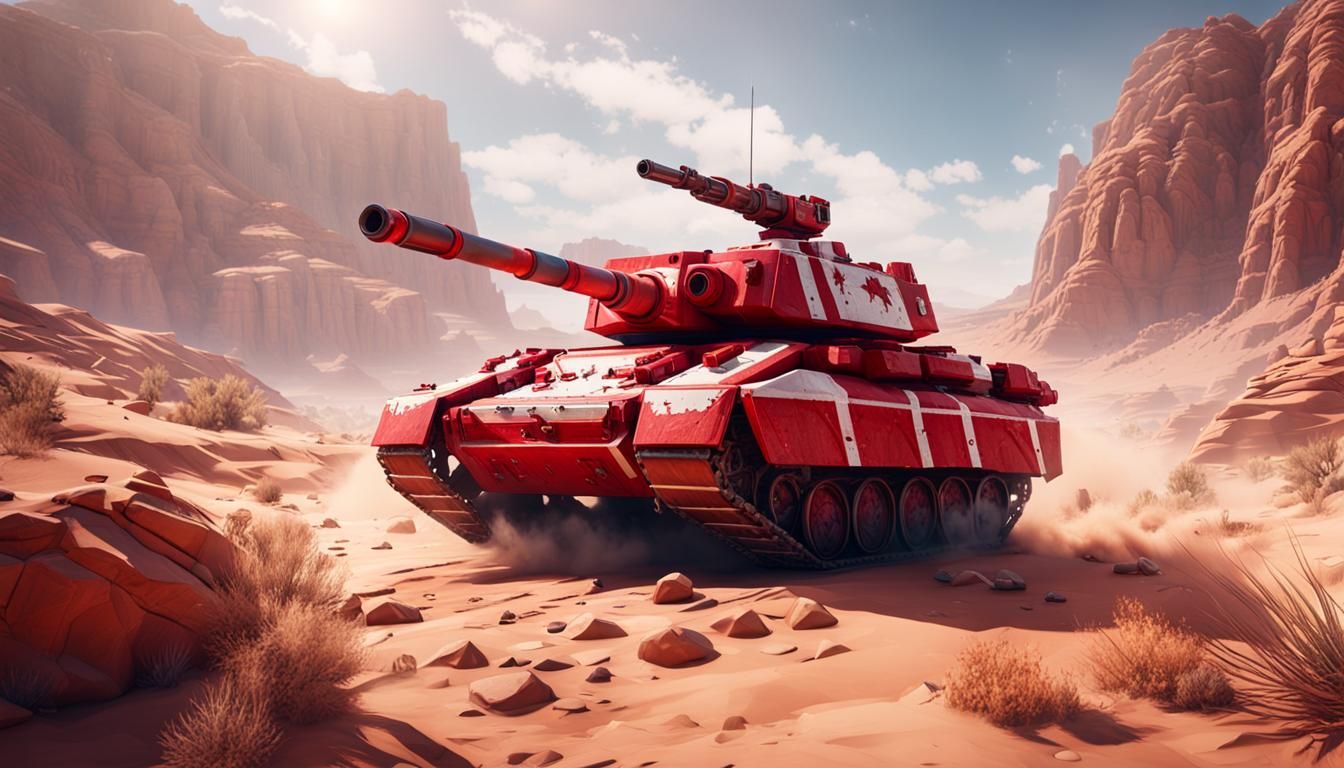 Armored Tank in Desert Canyon: 3D Game Cinematic
