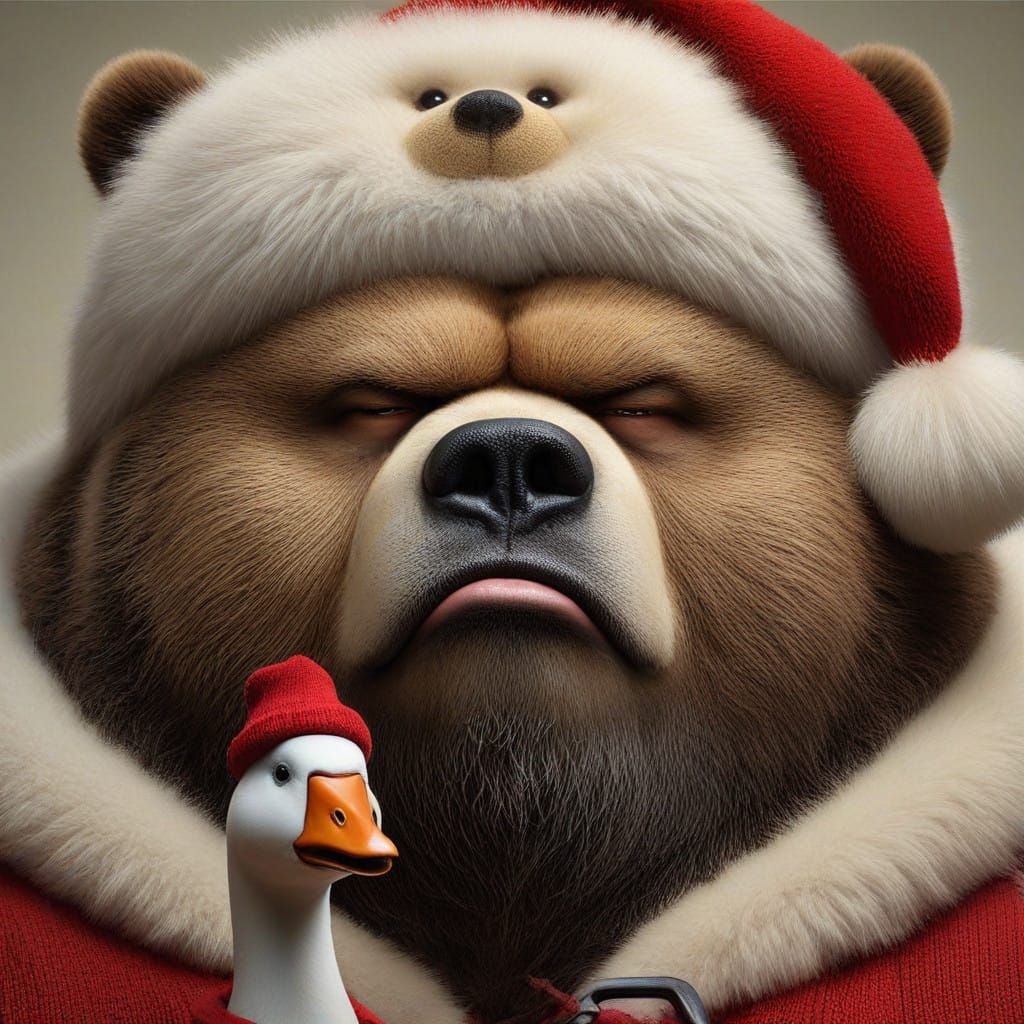 Sarcastic Santa Bear in Disdain