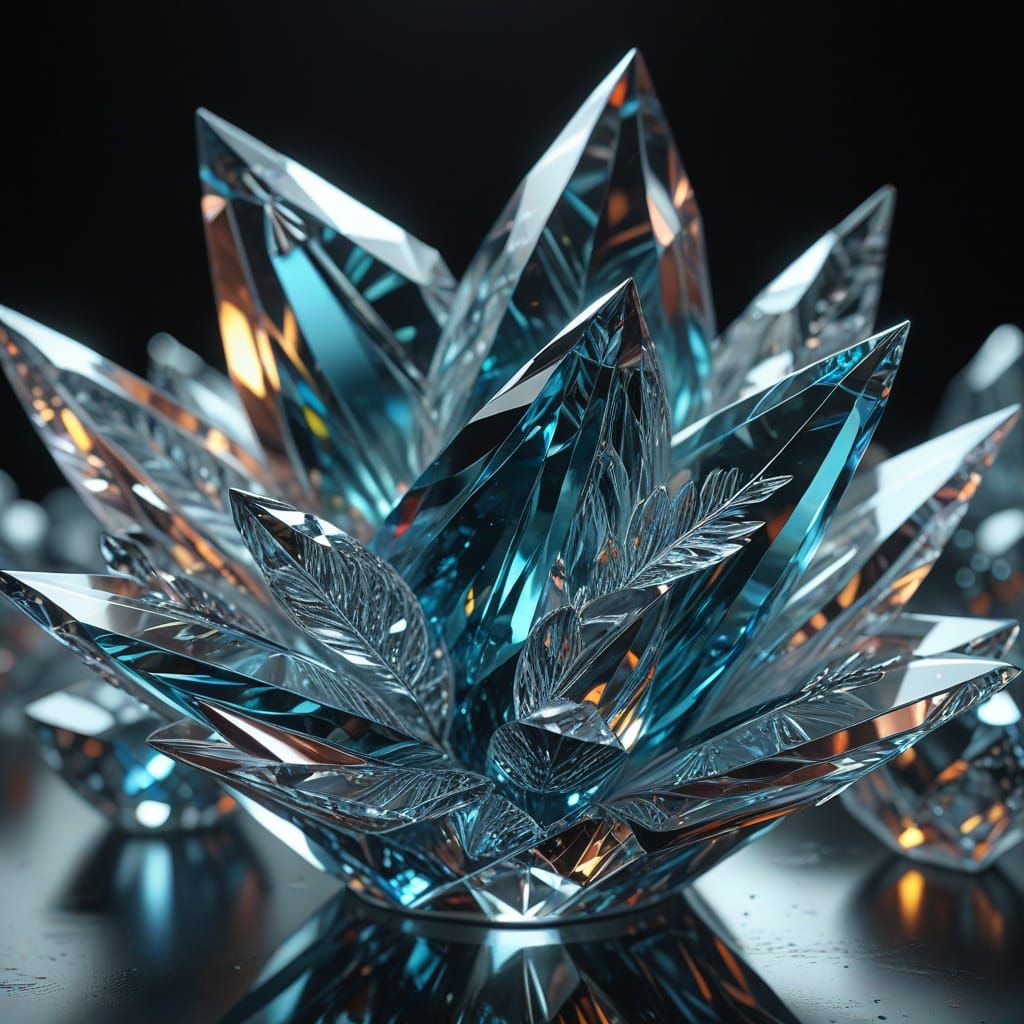 Intricate Glass and Crystal Sculptures in Hyper-Realistic 3D