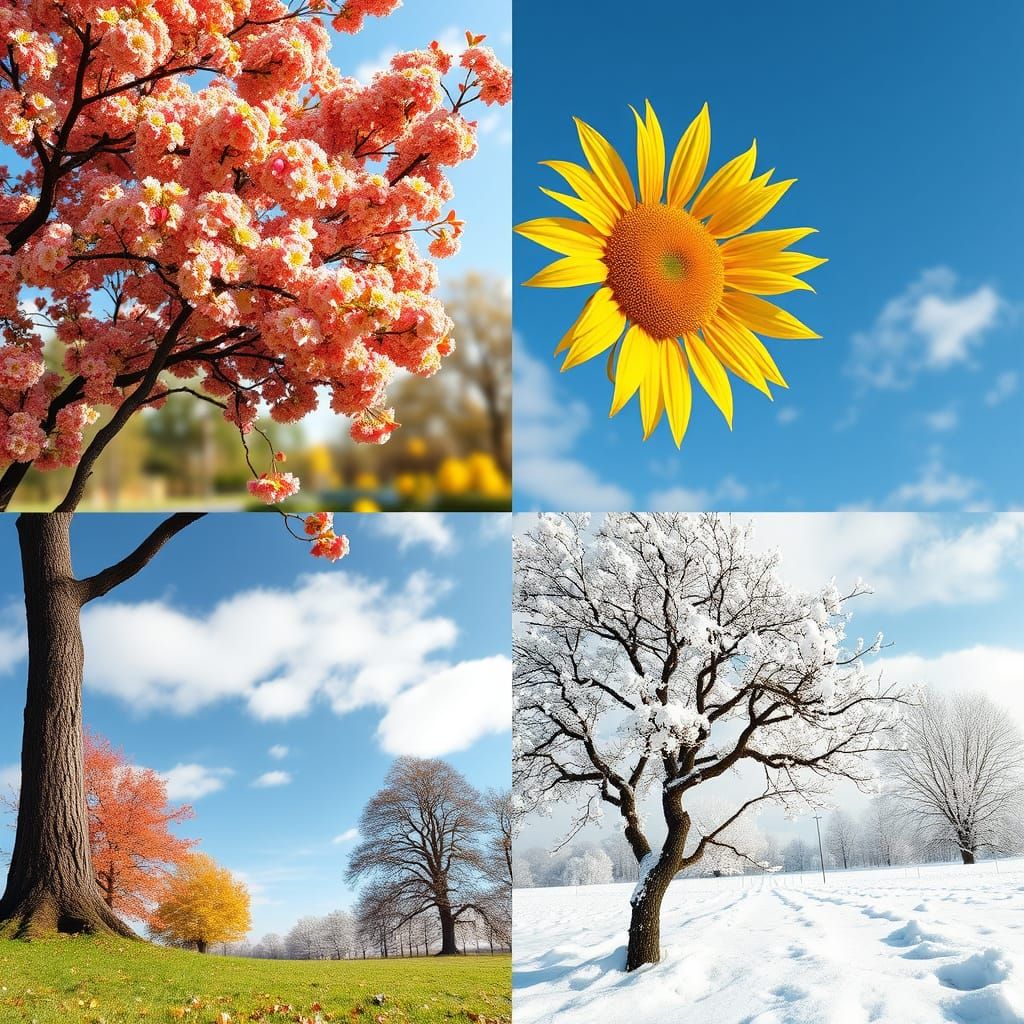 Four Seasons Pin Up: Spring, Summer, Autumn, Winter