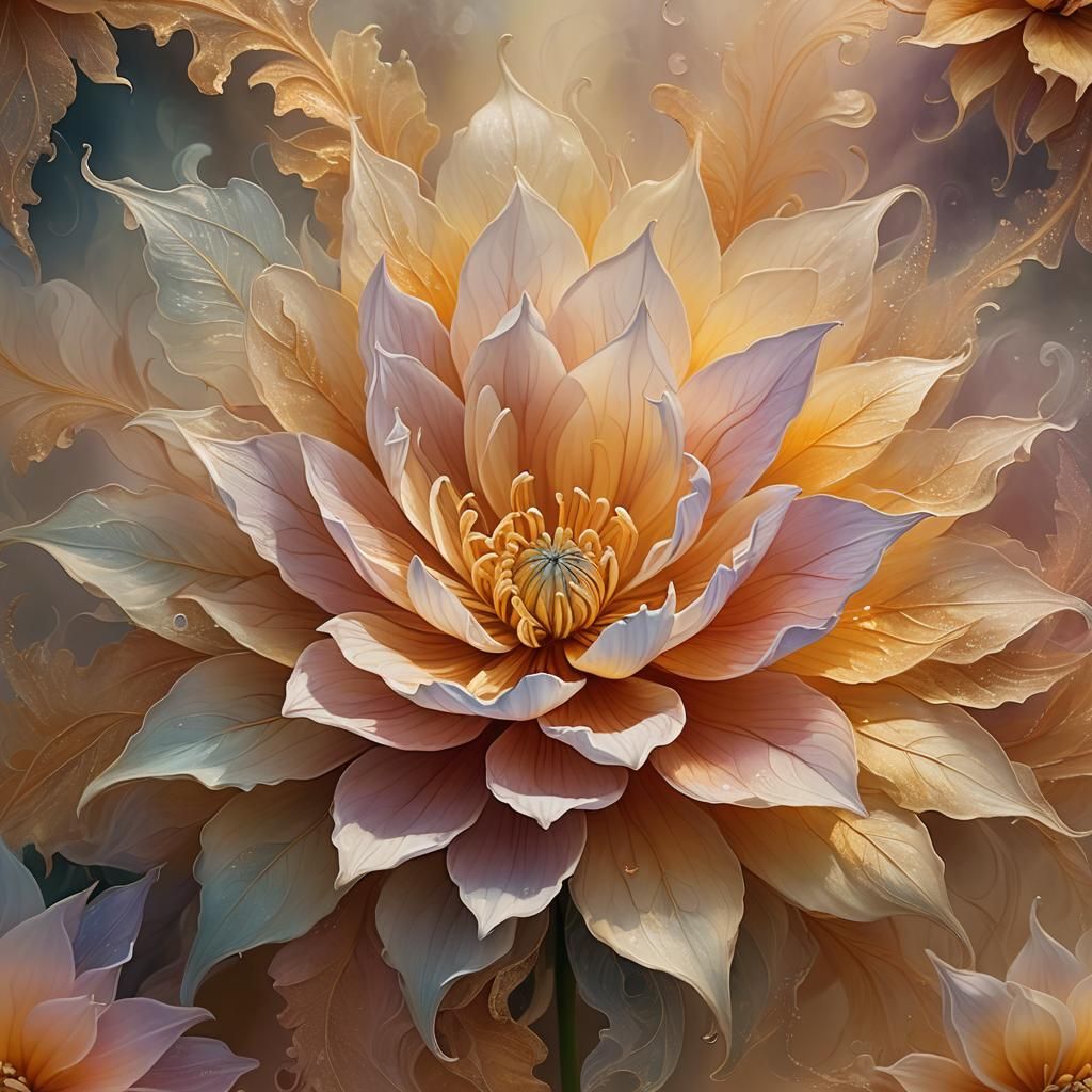 Dreamy Mist Flower in Vibrant Oil Painting Style
